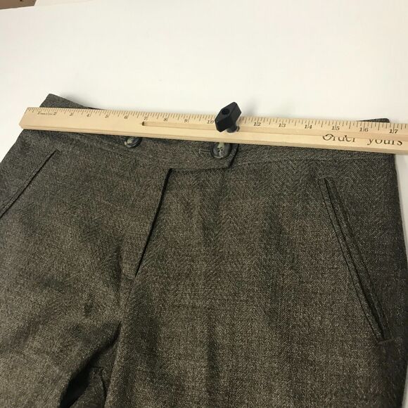 J. Jill Pant Womens 10 Brown Herringbone Tweed Look Mid Rise Flare Leg Pockets - Picture 7 of 11
